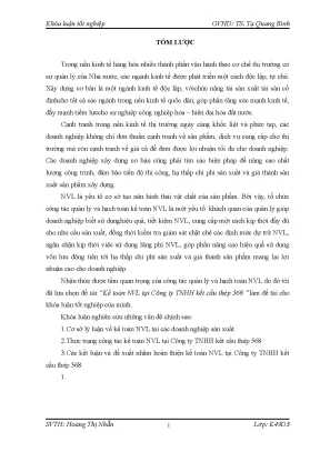 Luận văn kế toán nvl tại công ty tnhh kết cấu thép 568