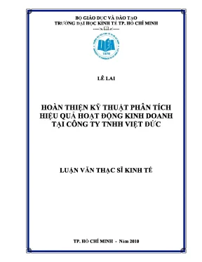 Luận văn thạc sĩ hoàn thiện kỹ thuật phân tích hiệu quả hoạt động kinh doanh tại công ty tnhh việt đức 1
