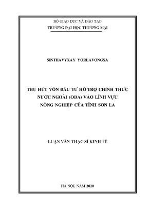 Luận văn thu hút vốn đầu tư hỗ trợ chính thức nước ngoài vào lĩnh vực nông nghiệp của tỉnh sơn la