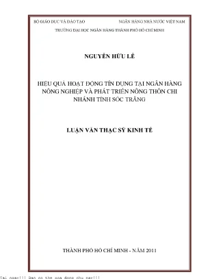 Hiệu quả hoạt động tín dụng tại ngân hàng nông nghiệp và phát triển nông thôn chi nhánh tỉnh sóc trăng luận văn thạc sĩ kinh tế
