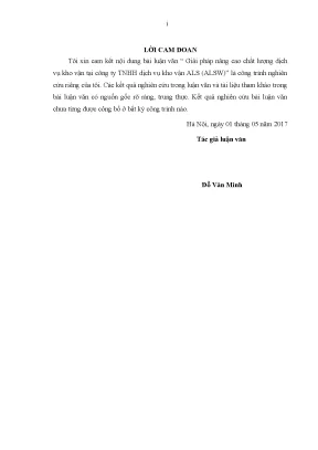 Luận văn thạc sĩ giải pháp nâng cao chất lượng dịch vụ kho vận tại công ty tnhh dịch vụ kho vận als alsw