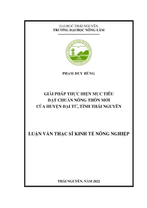 Luận văn giải pháp thực hiện mục tiêu đạt chuẩn nông thôn mới của huyện đại từ tỉnh thái nguyên