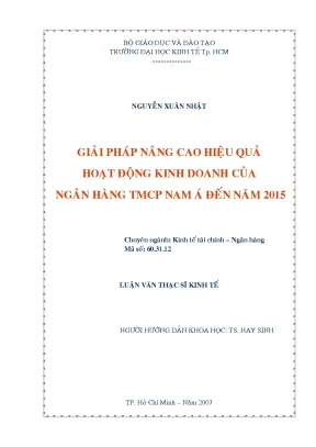 Luận văn thạc sĩ giải pháp nâng cao hiệu quả hoạt động kinh doanh của ngân hàng tmcp nam á đến năm 2015