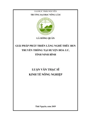 Luận văn giải pháp phát triển làng nghề thêu ren truyền thống trên địa bàn huyện hoa lư tỉnh ninh bình