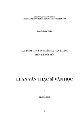 Luận văn thạc sĩ đặc điểm truyện ngắn ma văn kháng thời kỳ đổi mới