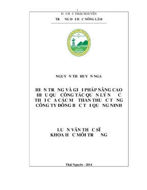 Luận văn hiện trạng và giải pháp nâng cao hiệu quả công tác quản lý nước thải của các mỏ than thuộc tổng công ty đông bắc tại quảng ninh
