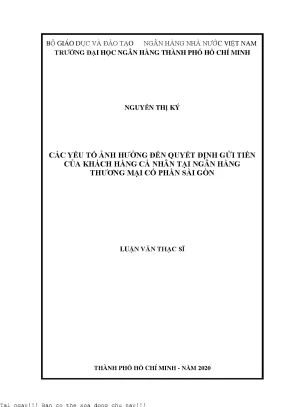 Các yếu tố ảnh hưởng đến quyết định gửi tiền của khách hàng cá nhân tại ngân hàng thương mại cổ phần sài gòn luận văn thạc sĩ quản trị kinh doanh