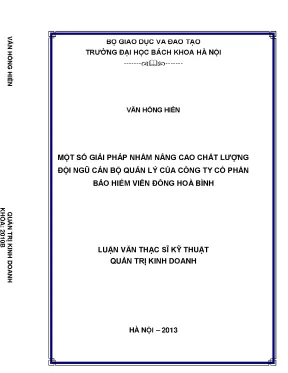 Luận văn thạc sĩ một số giải pháp nhằm nâng cao chất lượng đội ngũ cán bộ quản lý của công ty cổ phần bảo hiểm viễn đông hòa bình