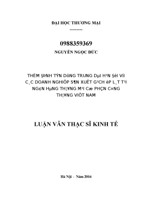 Luận văn thạc sĩ thẩm định tín dụng trung dài hạn đối với các doanh nghiệp sản xuất gạch ốp lát tại ngân hàng thương mại cổ phần công thương việt nam