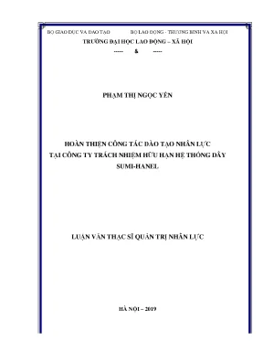 Luận văn thạc sĩ hoàn thiện công tác đào tạo nhân lực tại công ty trách nhiệm hữu hạn hệ thống dây sumihanel