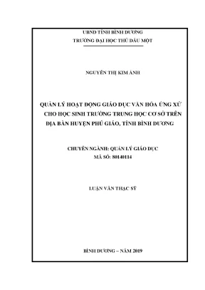 Luận văn thạc sĩ quản lý hoạt động giáo dục văn hóa ứng xử cho học sinh trường thcs trên địa bàn huyện phú giáo tỉnh bình dương