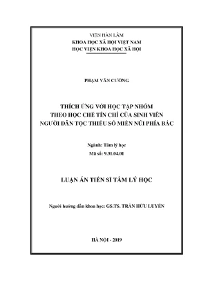 Luận án tiến sĩ thích ứng với học tập nhóm theo học chế tín chỉ của sinh viên người dân tộc thiểu số miền núi phía bắc