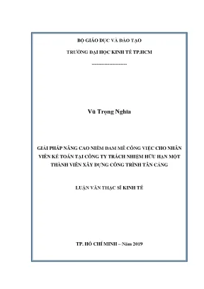Luận văn thạc sĩ giải pháp nâng cao niềm đam mê công việc cho nhân viên kế toán tại công ty trách nhiệm hữu hạn một thành viên xây dựng công trình tân cảng