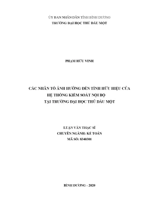 Luận văn thạc sĩ kế toán các nhân tố ảnh hưởng đến tính hữu hiệu của hệ thống kiểm soát nội bộ tại trường đại học thủ dầu một