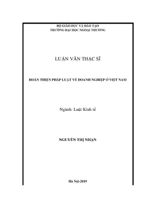 Luận văn thạc sĩ hoàn thiện pháp luật về doanh nghiệp ở việt nam