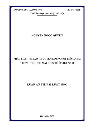 Luận án tiến sĩ pháp luật về bảo vệ quyền lợi người tiêu dùng trong thương mại điện tử ở việt nam