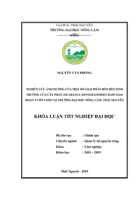 Luận văn nghiên cứu ảnh hưởng của phân bón đến sinh trưởng của cây phay duabanga sonneratioides ham giai đoạn vườn ươm tại trường đại học nông lâm thái nguyên