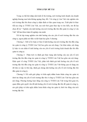 Luận văn nghiên cứu ảnh hƣởng của môi trƣờng đặc thù đến quản trị công ty lửa việt