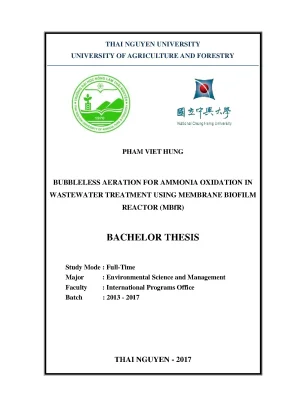 Luận văn bubbleless aeration for ammonia oxidation in wastewater treatment using membrane biofilm reactor mbfr