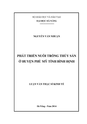Luận văn thạc sĩ phát triển nuôi trồng thủy sản huyện phù mỹ tỉnh bình định