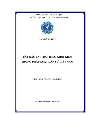 Luận văn bắt đầu lại thời hiệu khởi kiện trong pháp luật dân sự việt nam