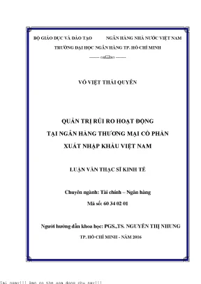 Quản trị rủi ro hoạt động tại ngân hàng thương mại cổ phần xuất nhập khẩu việt nam luận văn thạc sĩ kinh tế