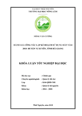 Luận văn đánh giá công tác lập quy hoạch sử dụng đất năm 2018 huyện vị xuyên tỉnh hà giang