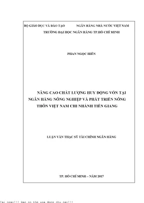 Nâng cao chất lượng huy động vốn tại ngân hàng nông nghiệp và phát triển nông thôn việt nam chi nhánh tiền giang luận văn thạc sĩ kinh tế