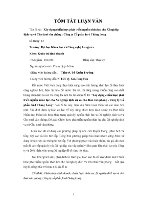 Luận văn thạc sĩ xây dựng chiến lược phát triển nguồn nhân lực cho xí nghiệp dịch vụ và cho thuê văn phòng công ty cổ phần ford thăng long
