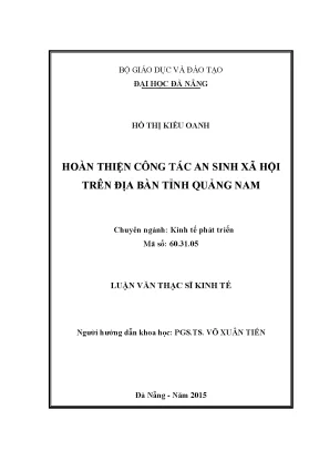 Luận văn thạc sĩ hoàn thiện công tác an sinh xã hội trên địa bàn tỉnh quảng nam