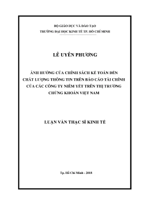 Luận văn thạc sĩ ảnh hưởng của chính sách kế toán đến chất lượng thông tin trên báo cáo tài chính của các công ty niêm yết trên thị trường chứng khoán việt nam