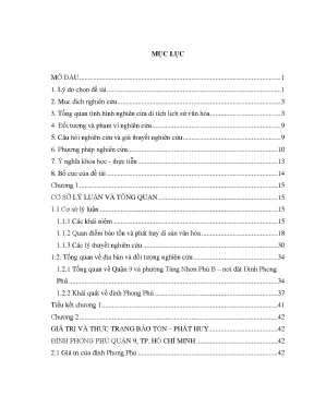 Luận văn bảo tồn và phát huy di tích lịch sử quốc gia đình phong phú tại quận 9 thành phố hồ chí minh