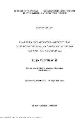 Phát triển dịch vụ ngân hàng điện tử tại ngân hàng thương mại cổ phần ngoại thương việt nam chi nhánh gia lai luận văn thạc sĩ kinh tế