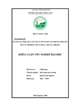 Luận văn đánh giá hiệu quả sản xuất ớt ngọt tại trang trại số 98 của moshav ein yahav arava israel