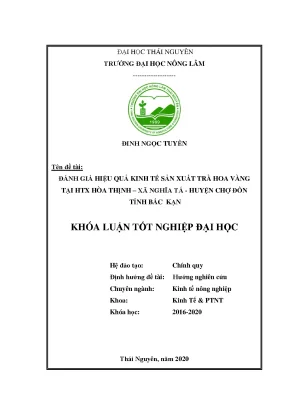 Luận văn đánh giá hiệu quả kinh tế sản xuất cây trà hoa vàng tại hợp tác xã hòa thịnh xã nghĩa tá huyện chợ đồn tỉnh bắc kạn