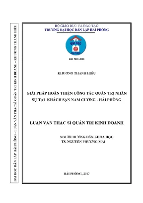 Luận văn thạc sĩ giải pháp hoàn thiện công tác quản trị nhân sự tại khách sạn nam cường hải phòng