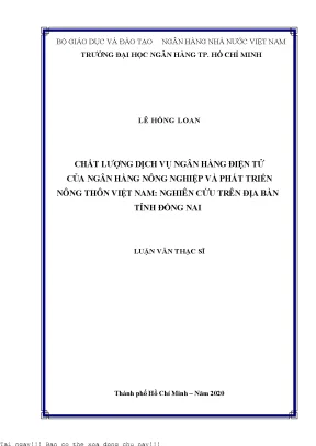 Chất lượng dịch vụ ngân hàng điện tử của ngân hàng nông nghiệp và phát triển nông thôn việt nam nghiên cứu trên địa bàn tỉnh đồng nai luận văn thạc sĩ tài chính ngân hàng