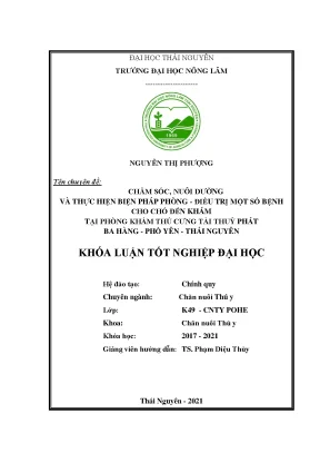 Luận văn chăm sóc nuôi dưỡng và thực hiện biện pháp phòng điều trị một số bệnh cho chó đến khám tại phòng khám thú cưng tài thuỷ phát ba hàng phổ yên thái nguyên