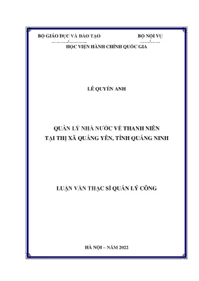 Luận văn thạc sĩ qlnn về thanh niên tại thị xã quảng yên tỉnh quảng ninh