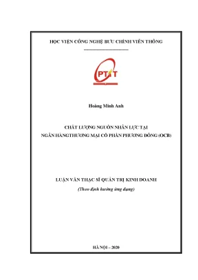 Luận văn chất lượng nguồn nhân lực tại ngân hàng thương mại cổ phần phương đông ocb