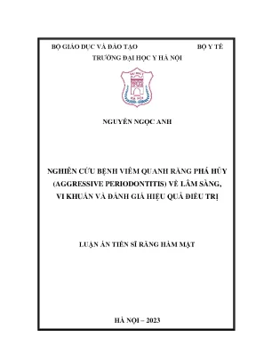 Luận án tiến sĩ nghiên cứu bệnh viêm quanh răng phá hủy aggressive periodontitis về lâm sàng vi khuẩn và đánh giá hiệu quả điều trị