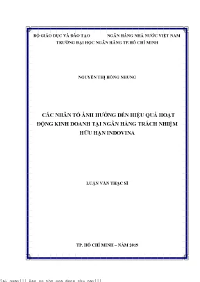 Các nhân tố ảnh hưởng đến hiệu quả hoạt động kinh doanh tại ngân hàng trách nhiệm hữu hạn indovina luận văn thạc sĩ tài chính ngân hàng