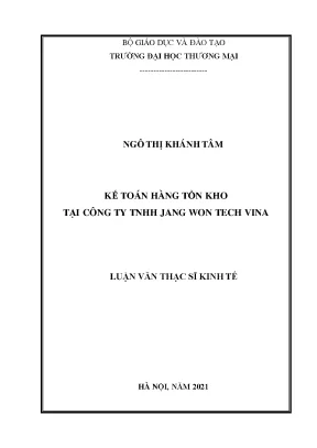 Luận văn thạc sĩ kế toán hàng tồn kho tại công ty tnhh jang won tech vina