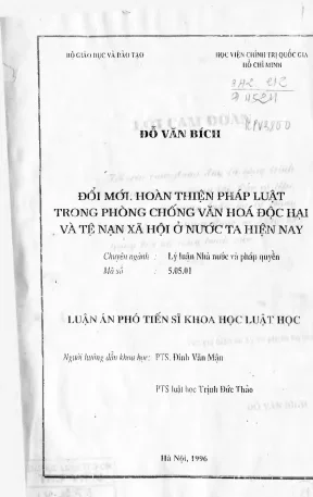 Luận án đổi mới hoàn thieenjphasp luật trong phòng chống văn hóa độc hại và tệ nạn xã hội