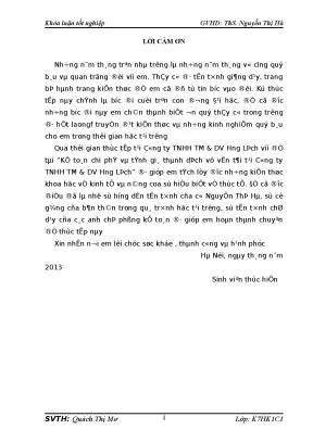 Luận văn kõ to¸n chi phý vµ týnh gi¸ thµnh dþch vô vën t¶i t¹i cng ty tnhh tm dv h­ng lþch