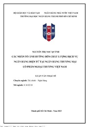 Các nhân tố ảnh hưởng đến chất lượng dịch vụ ngân hàng điện tử tại ngân hàng thương mại cổ phần ngoại thương việt nam luận văn thạc sĩ
