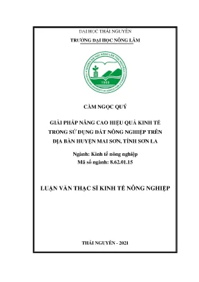Luận văn giải pháp nâng cao hiệu quả kinh tế trong sử dụng đất nông nghiệp trên địa bàn huyện mai sơn tỉnh hòa bình