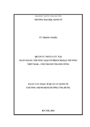 Luận văn thạc sĩ quản lý nhân lực tại ngân hàng thương mại cổ phần ngoại thương việt nam chi nhánh thành công