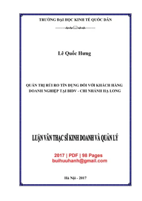 Luận văn thạc sĩ kinh doanh và quản lý quản trị rủi ro tín dụng đối với khách hàng doanh nghiệp tại bidv chi nhánh hạ long
