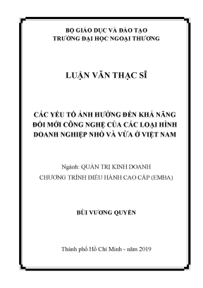 Luận văn thạc sĩ ảnh hưởng của các loại hình doanh nghiệp đến khả năng đmcn trường hợp dnnvv việt nam